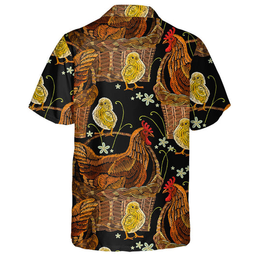 Embroidery Hen And Chickens In Aa Basket Hawaiian Shirt, Hawaiian Shirt Gift, Christmas Gift