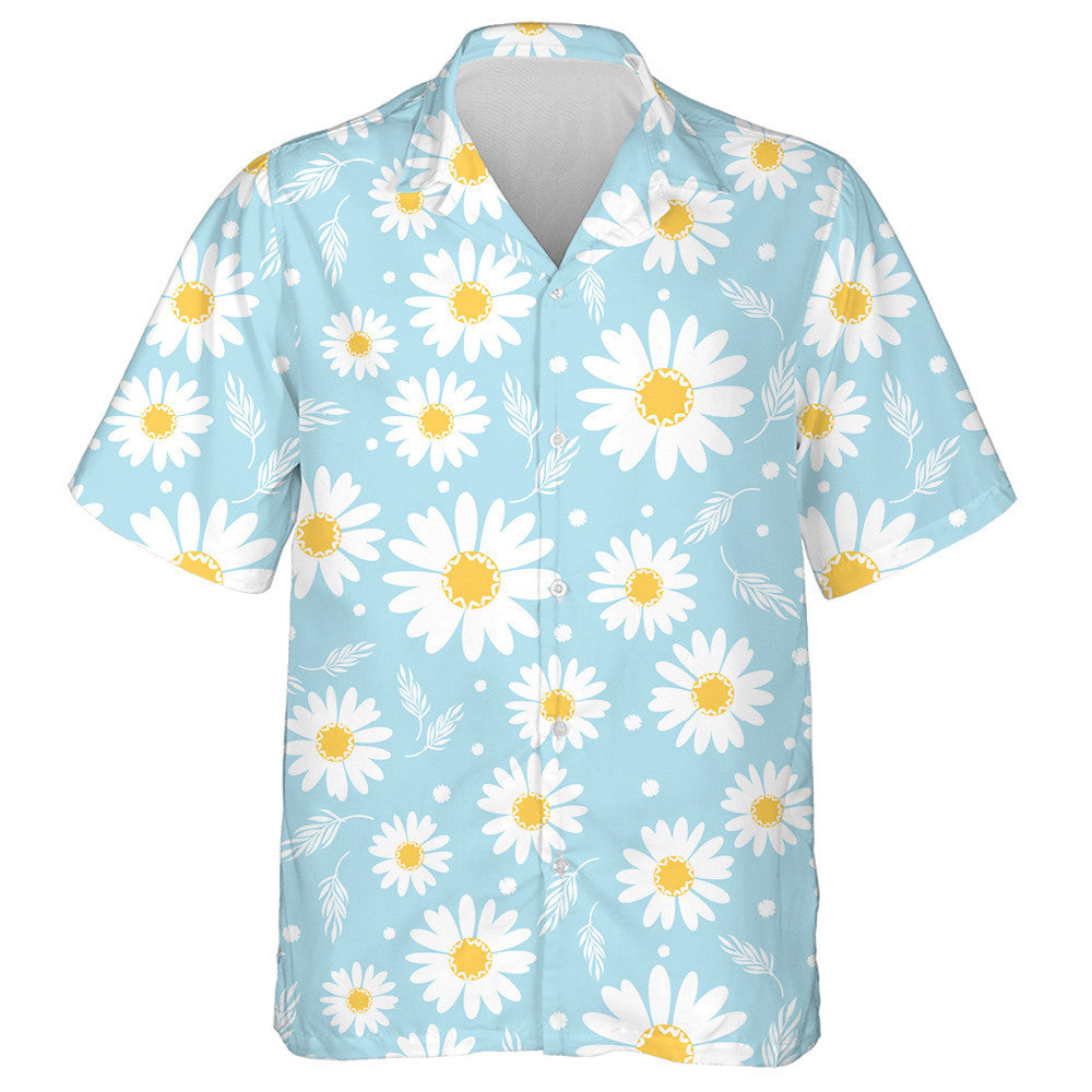 Sceitseáil Bláth Beag Nóinín Agus Duilleoga ar Chúlra Gorm Léine Haváí, Bronntanas Léine Haváís, Bronntanas Nollag