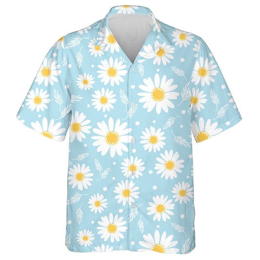 Sceitseáil Bláth Beag Nóinín Agus Duilleoga ar Chúlra Gorm Léine Haváí, Bronntanas Léine Haváís, Bronntanas Nollag