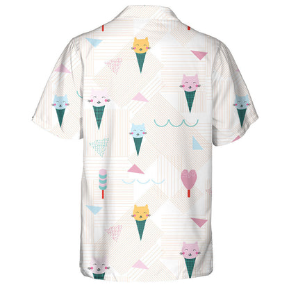Green Ice Cream Cones With Cute Cats Hawaiian Shirt, Hawaiian Shirt Gift, Christmas Gift