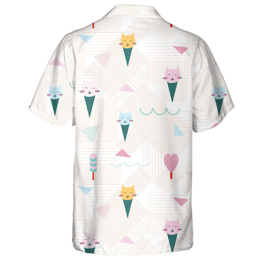 Green Ice Cream Cones With Cute Cats Hawaiian Shirt, Hawaiian Shirt Gift, Christmas Gift