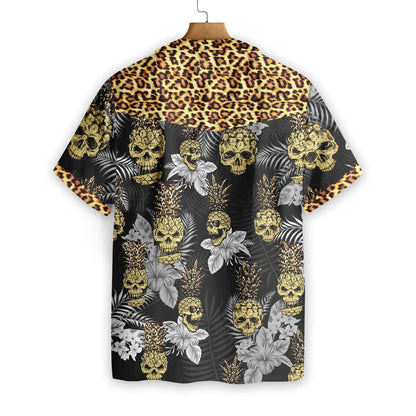 Pine Apple Skull Leopard Tropical Pattern Hawaiian Shirt,Hawaiian Shirt Gift, Christmas Gift