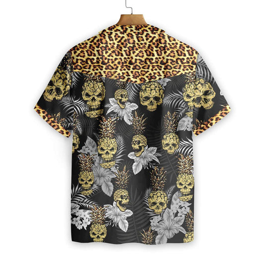 Pine Apple Skull Leopard Tropical Pattern Hawaiian Shirt,Hawaiian Shirt Gift, Christmas Gift