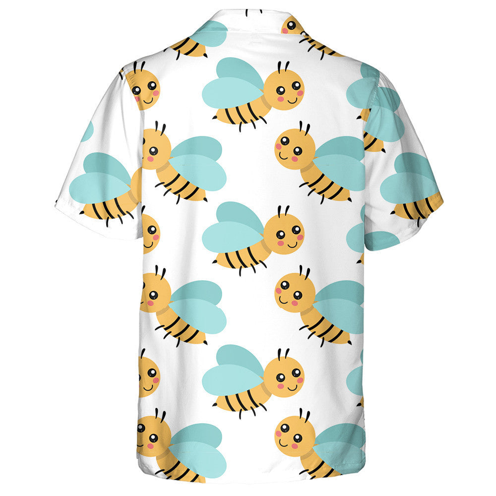 Natural Summer Cute Bee In Cartoon Style Hawaiian Shirt, Hawaiian Shirt Gift, Christmas Gift