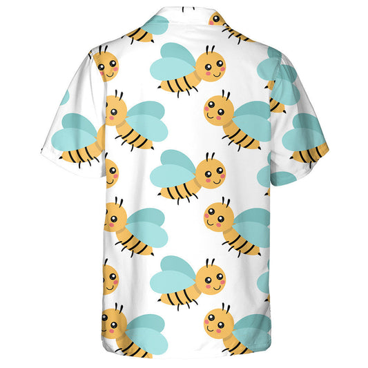 Natural Summer Cute Bee In Cartoon Style Hawaiian Shirt, Hawaiian Shirt Gift, Christmas Gift