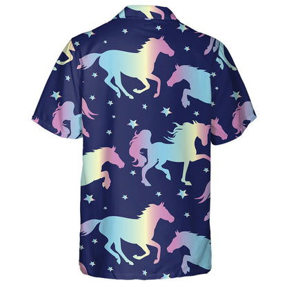 Holographic Magic Silhouette Horses With Star Hawaiian Shirt, Hawaiian Shirt Gift, Christmas Gift