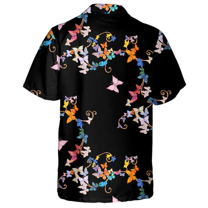 Hand Drawn Luxurious Butterflies On The Branches Hawaiian Shirt, Hawaiian Shirt Gift, Christmas Gift