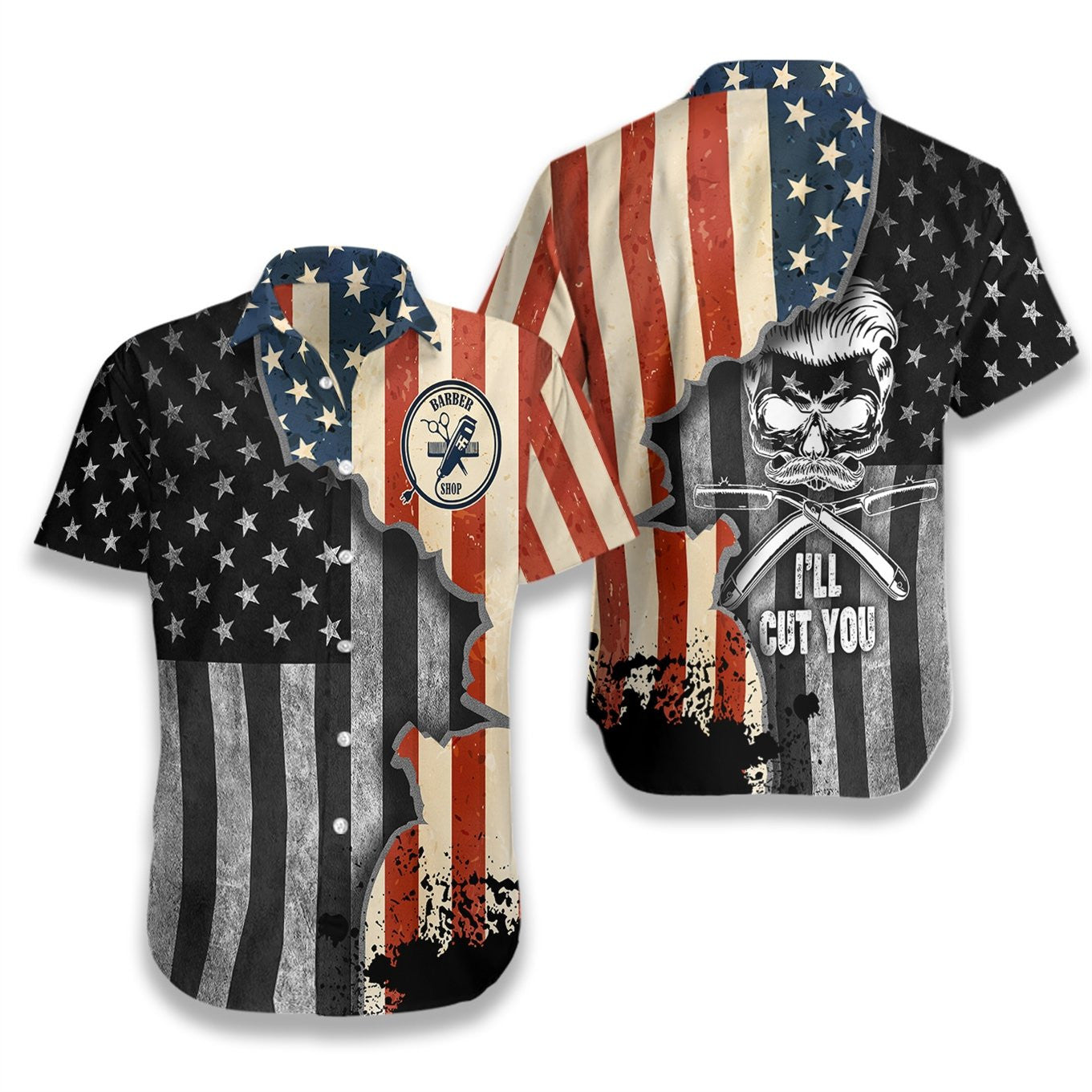 Barber Shop Polka Dot Stripe Design Hawaiian Shirt,Hawaiian Shirt Gift, Christmas Gift