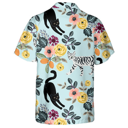 Cait gleoite Agus Bouquets Floral Ar an Léine Haváís Éadroma Gorm, Bronntanas Léine Haváís, Bronntanas Nollag