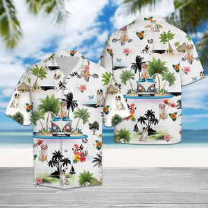 Australian Shepherd Vacation Vintage Style Hawaiian Shirt, Hawaiian For Gift