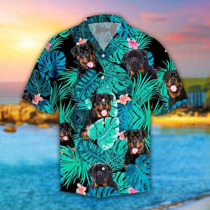 Rottweiler Hibiscus Tropical Nice Ornamental Hawaiian Shirt,Hawaiian Shirt Gift, Christmas Gift