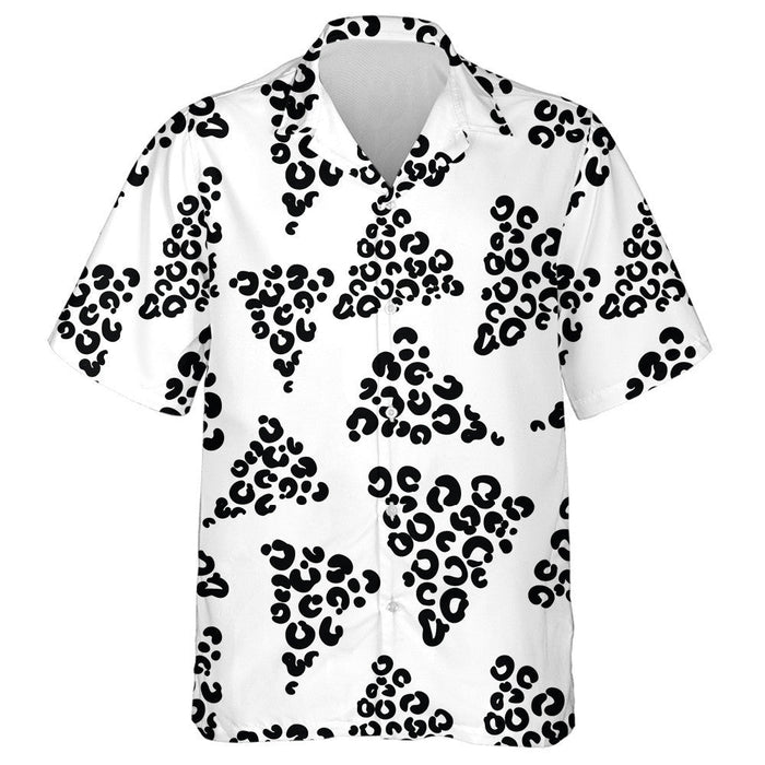 Wild African Leopard With Triangles Black And White Hawaiian Shirt, Hawaiian Shirt Gift, Christmas Gift