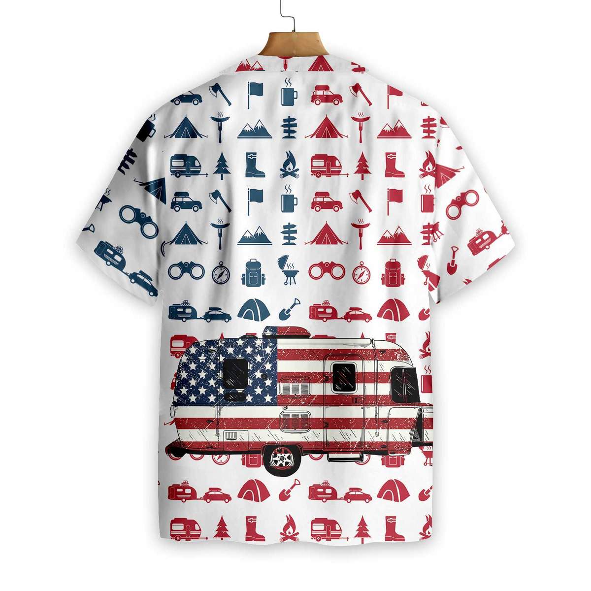 Campervan American Flag Hawaiian Shirt _ Hawaiian Shirts -Hawaiian Shirt Gift, Christmas Gift