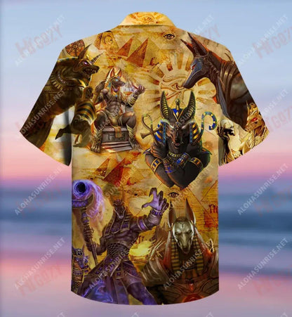 An Dia Éigipteach Anubis Gearr Léine Haváís Aigéan Léinte Tropical Léine Oirbheartaíochta Haváís Patrún Léine Haváís, Bronntanais Léine haváíais, Bronntanas Nollag