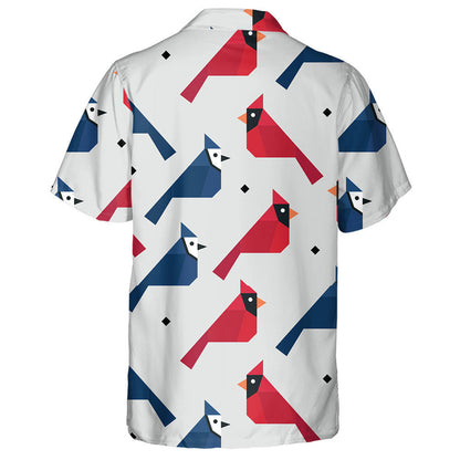 Little Red Cardinal Bird Red And Blue Hawaiian Shirt, Hawaiian Shirt Gift, Christmas Gift