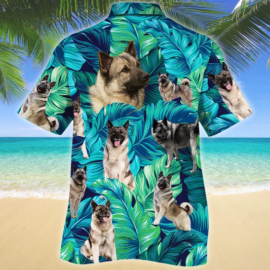 Norwegian Elkhound Dog Tropical Leave Hawaiian Shirt,Hawaiian Shirt Gift, Christmas Gift