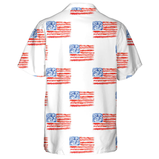 Ideal Sketch Watercolor USA Flags Pattern Hawaiian Shirt, Hawaiian Shirt Gift, Christmas Gift