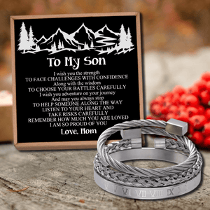 Mom To Son - I Am So Proud Of You Roman Numeral Bracelet Set
