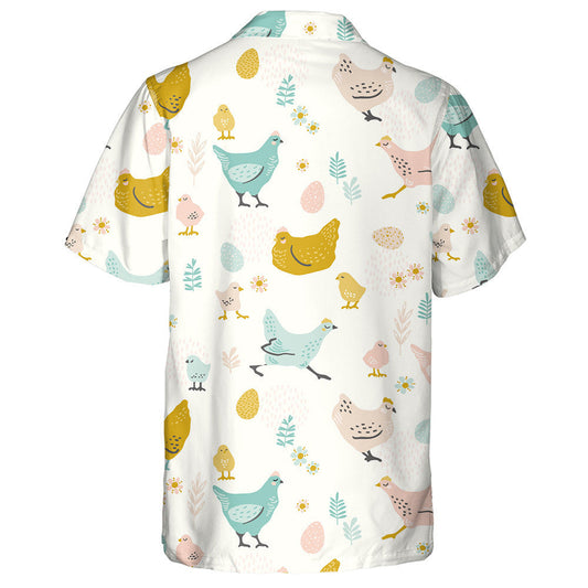 Colorful Chicken And Hen In Different Poses Hawaiian Shirt, Hawaiian Shirt Gift, Christmas Gift