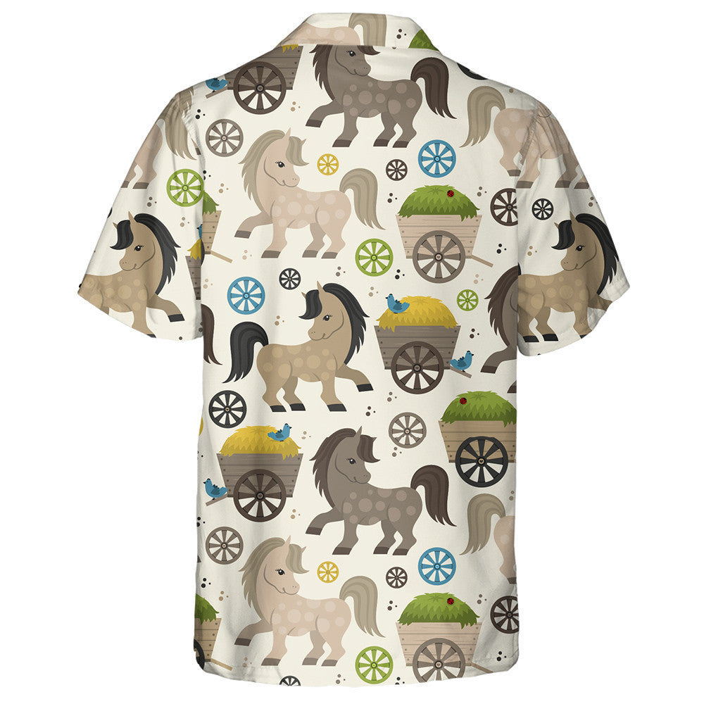 Small Horses And Cart With Hay Hawaiian Shirt,Hawaiian Shirt Gift, Christmas Gift