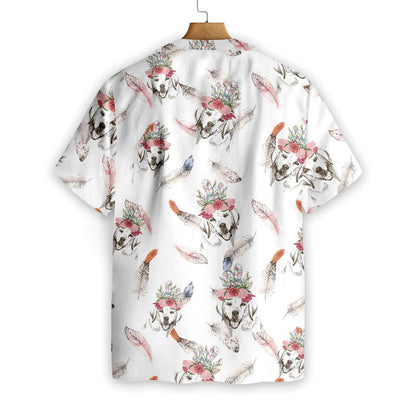 Labrador Retriever Boho Chic Dogs White Background Hawaiian Shirt, Hawaiian Shirt Gift, Christmas Gift