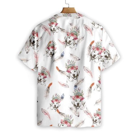 Labrador Retriever Boho Chic Dogs White Background Hawaiian Shirt, Hawaiian Shirt Gift, Christmas Gift