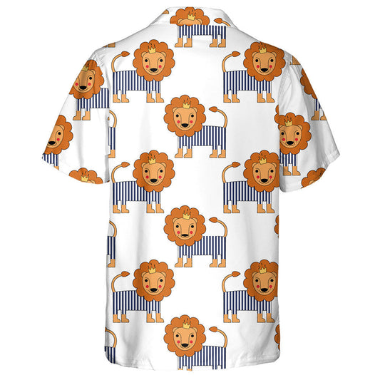 Funny Lion With Crown And Striped Frock Hawaiian Shirt, Hawaiian Shirt Gift, Christmas Gift