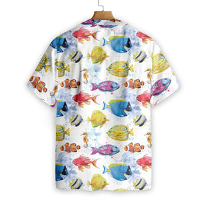 Fish Water Color Pattern V3 Design Hawaiian Shirt,Hawaiian Shirt Gift, Christmas Gift