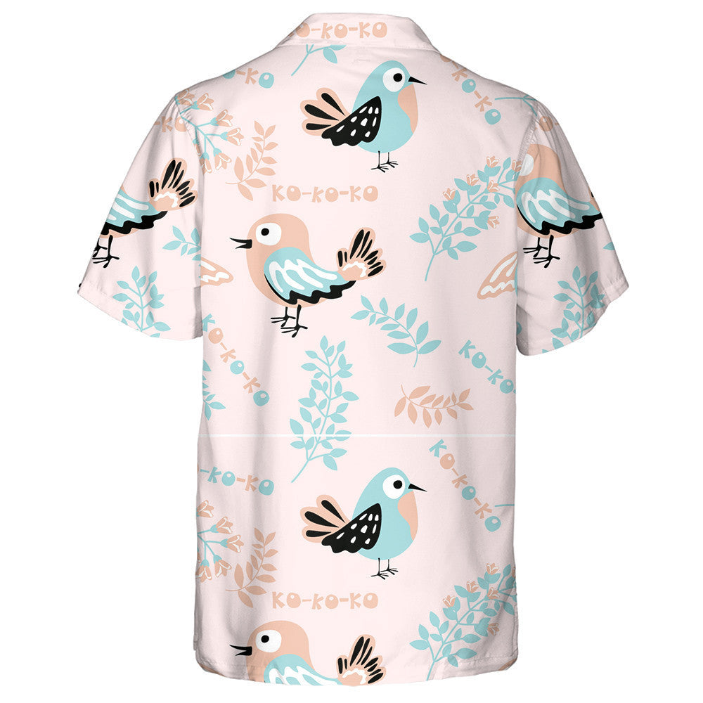 Cute Birds With Sprigs Of Flowers And Herbs Hawaiian Shirt, Christmas Gift