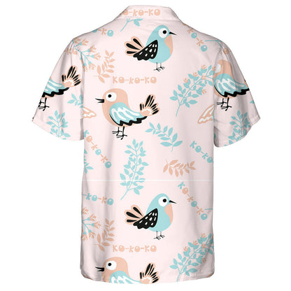 Cute Birds With Sprigs Of Flowers And Herbs Hawaiian Shirt, Christmas Gift