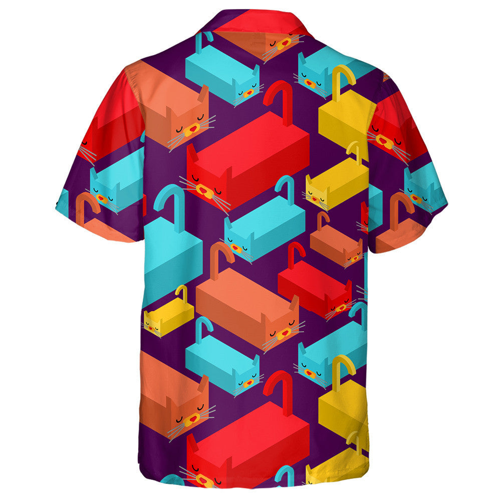 Animal Texture Geometric Cat Pet Background Hawaiian Shirt, Hawaiian Shirt Gift, Christmas Gift