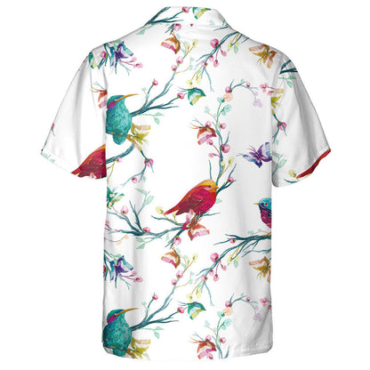 Colorful Beautiful Birds With Butterfly And Flower Hawaiian Shirt, Hawaiian Shirt Gift, Christmas Gift
