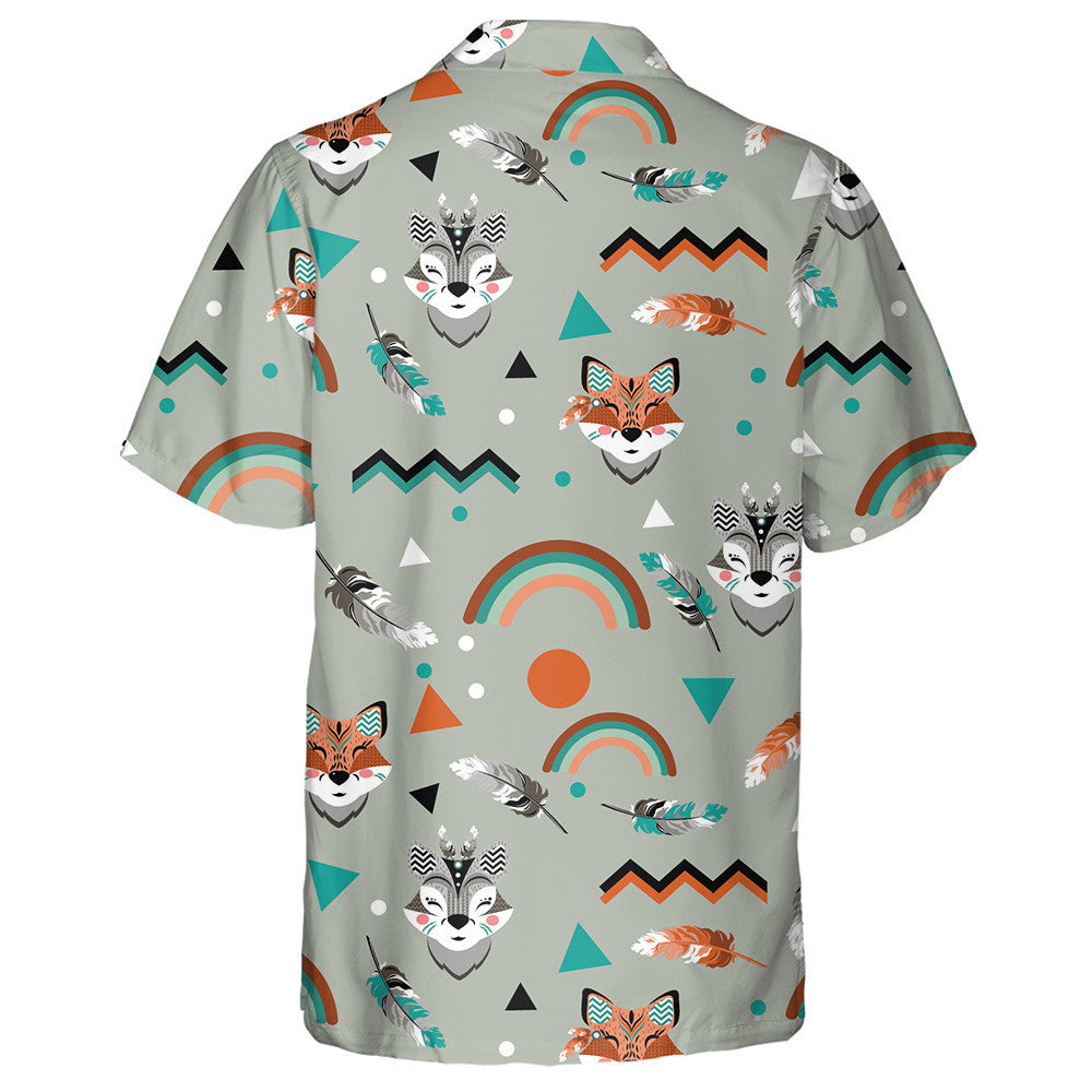 Fox And Wolf In Vintage Ethnic Style Hawaiian Shirt, Hawaiian Shirt Gift, Christmas Gift