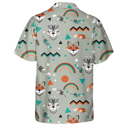 Fox And Wolf In Vintage Ethnic Style Hawaiian Shirt, Hawaiian Shirt Gift, Christmas Gift
