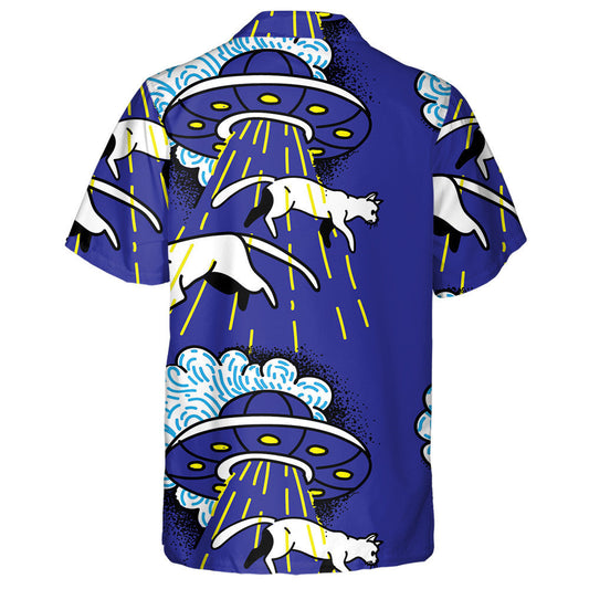 Ufo Kidnaps Cats Fly In The Air Hawaiian Shirt, Hawaiian Shirt Gift, Christmas Gift