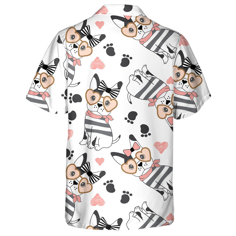 Lady Dog Fashion French Bulldog Background Hawaiian Shirt, Hawaiian Shirt Gift, Christmas Gift