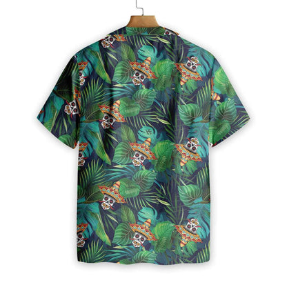 Green Aloha Mexican Skull Background Hawaiian Shirt,Hawaiian Shirt Gift, Christmas Gift