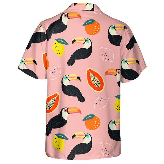 Cute Bird Parrot With Papaya And Lemon Hawaiian Shirt, Hawaiian Shirt Gift, Christmas Gift