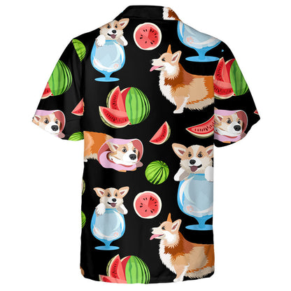 Beautiful Royal Corgi Dog On Black Hawaiian Shirt, Hawaiian For Gift