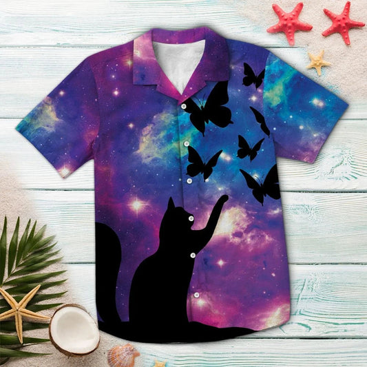 Léine Haváís Cat Réaltra Corcra Mórthaibhseach Ag Imirt Le Féileacáin, Bronntanas Léine Haváíais, Bronntanas Nollag