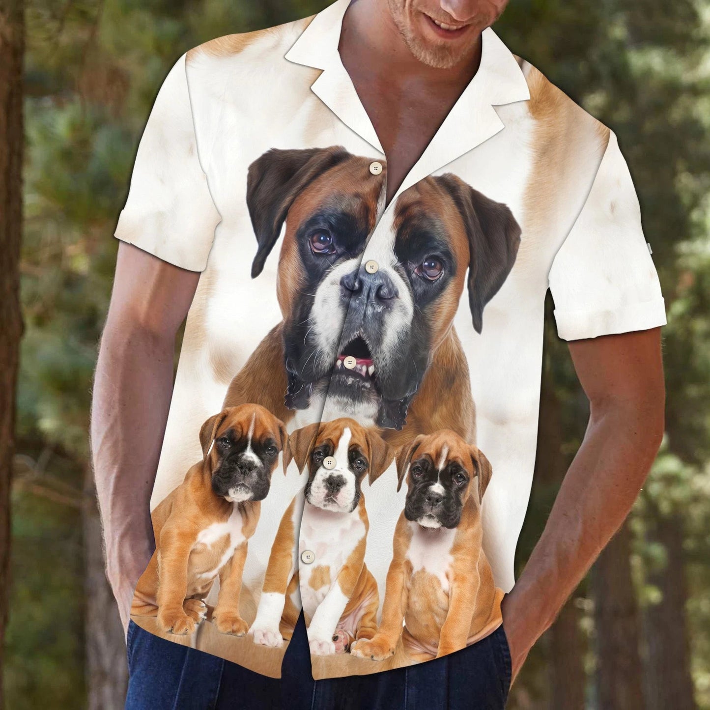 Great Boxer Dog Family Portrait Design Themed Hawaiian Shirt, Hawaiian Shirt Gift, Christmas Gift