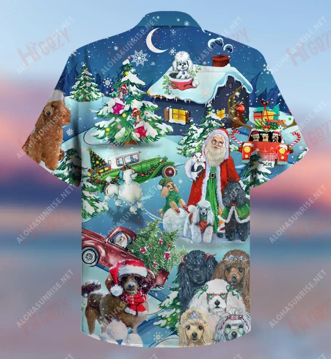 Nollaig Shona Poodle Gearr Léinte Haváís Samhraidh T Léinte haváíais Léine Oirbheartaíochta Haváís Patrún Léine Haváíais, Bronntanais Léine Haváís, Bronntanas Nollag