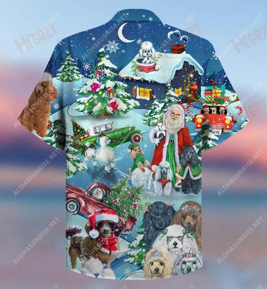 Nollaig Shona Poodle Gearr Léinte Haváís Samhraidh T Léinte haváíais Léine Oirbheartaíochta Haváís Patrún Léine Haváíais, Bronntanais Léine Haváís, Bronntanas Nollag