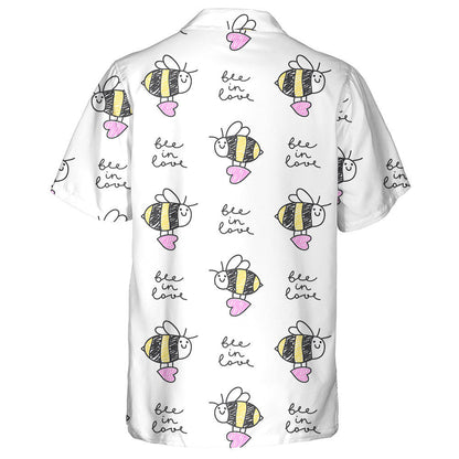 Bee In Love Hearts And Lettering Hawaiian Shirt, Hawaiian For Gift