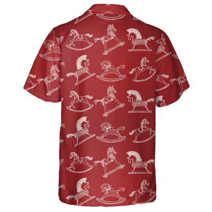 Rocking Toys Horses On Red Background Hawaiian Shirt,Hawaiian Shirt Gift, Christmas Gift