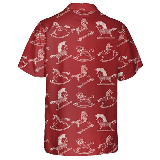 Rocking Toys Horses On Red Background Hawaiian Shirt,Hawaiian Shirt Gift, Christmas Gift