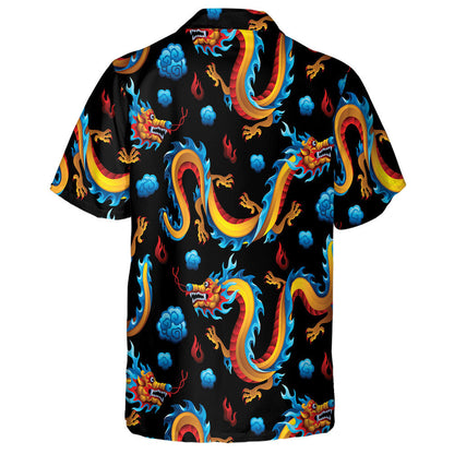 Chinese Dragons And Blue Cloud Asian Mythological Hawaiian Shirt, Hawaiian Shirt Gift, Christmas Gift