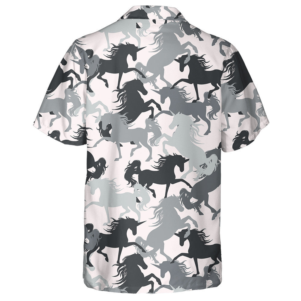 Black And White Girly With Horses Hawaiian Shirt, Hawaiian For Gift