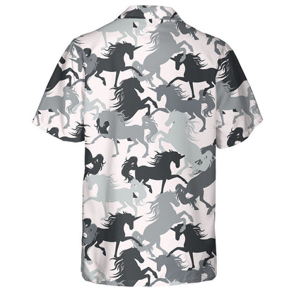 Black And White Girly With Horses Hawaiian Shirt, Hawaiian For Gift