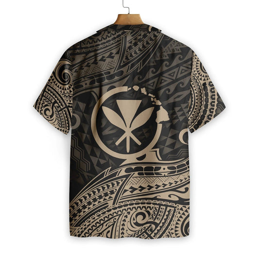Hawaiian Gold Tribal Wave Custom Name Hawaiian Shirt, Hawaiian For Gift
